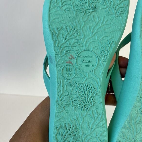 Oka B Ryann Star Fish Embellished Flip Flops Sea Glass Beach Vacation Size 7 - Picture 10 of 12